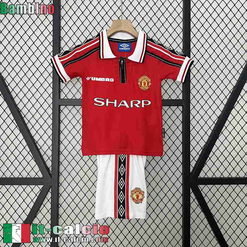 Retro Maglia Calcio Manchester United Prima Bambini 98 99 FG457