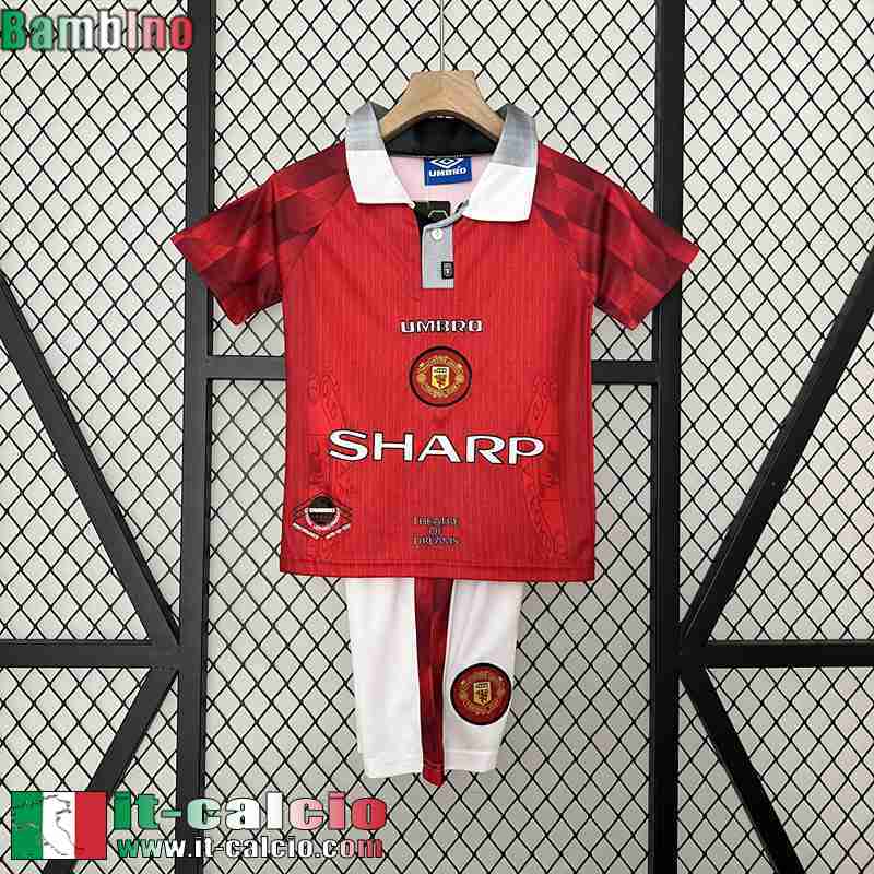 Retro Maglia Calcio Manchester United Prima Bambini 96 97 FG473