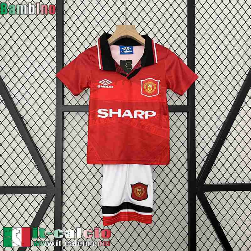 Retro Maglia Calcio Manchester United Prima Bambini 94 96 FG477