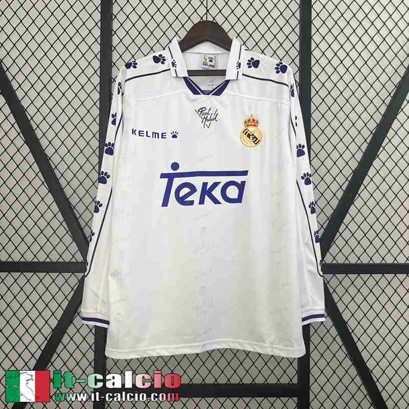 Retro Maglia Calcio Real Madrid Prima Uomo Manga Larga 94 96 FG491