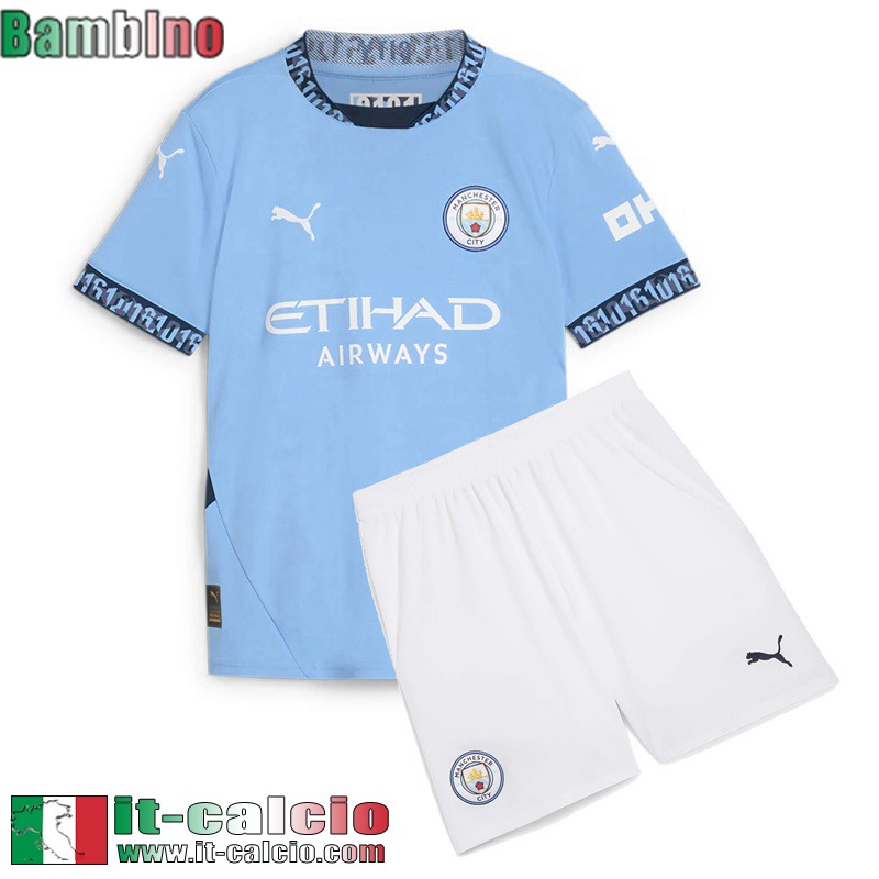 Manchester city Maglia Calcio Prima Bambini 2024 2025