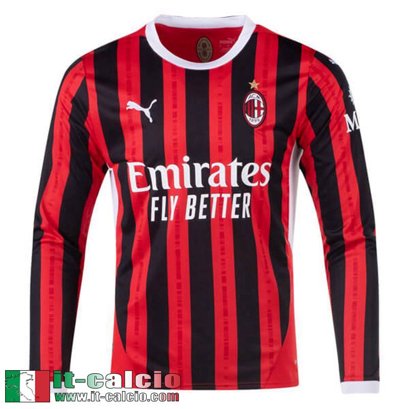 Maglia Calcio AC Milan Prima Uomo Manga Larga 2024 2025