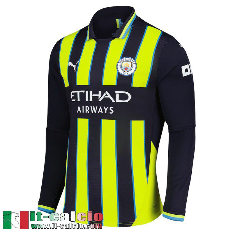 Maglia Calcio Manchester City Seconda Uomo Manga Larga 2024 2025