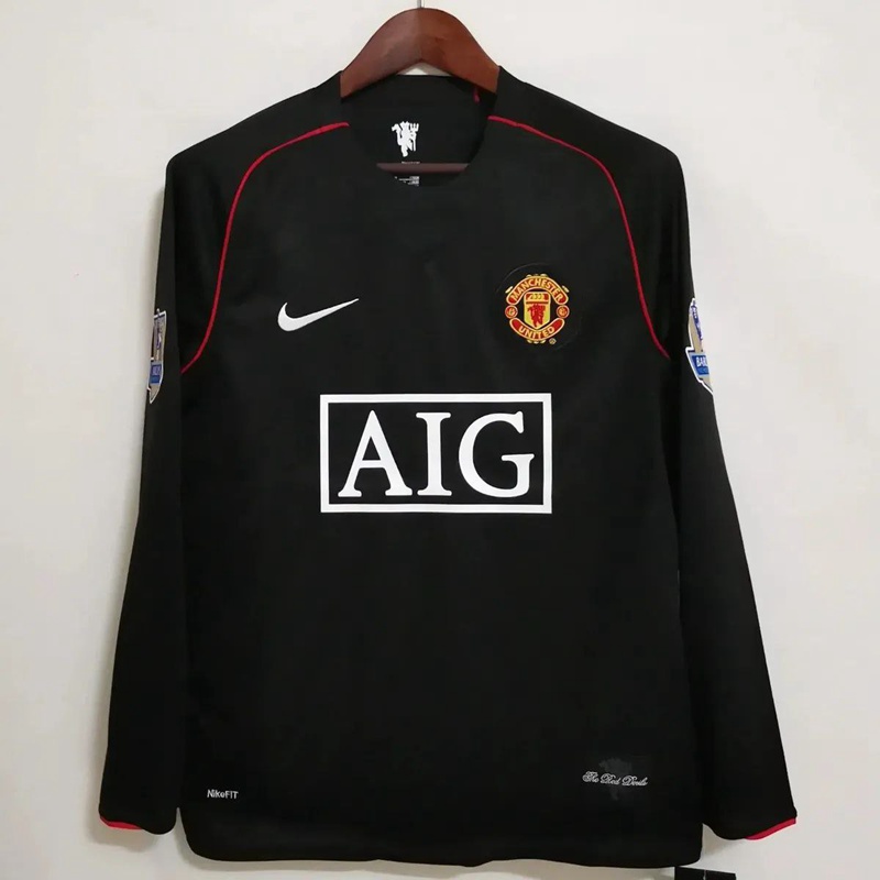 Manchester United Retro Maglia Calcio Seconda Uomo Manga Larga 07 08 BFG401