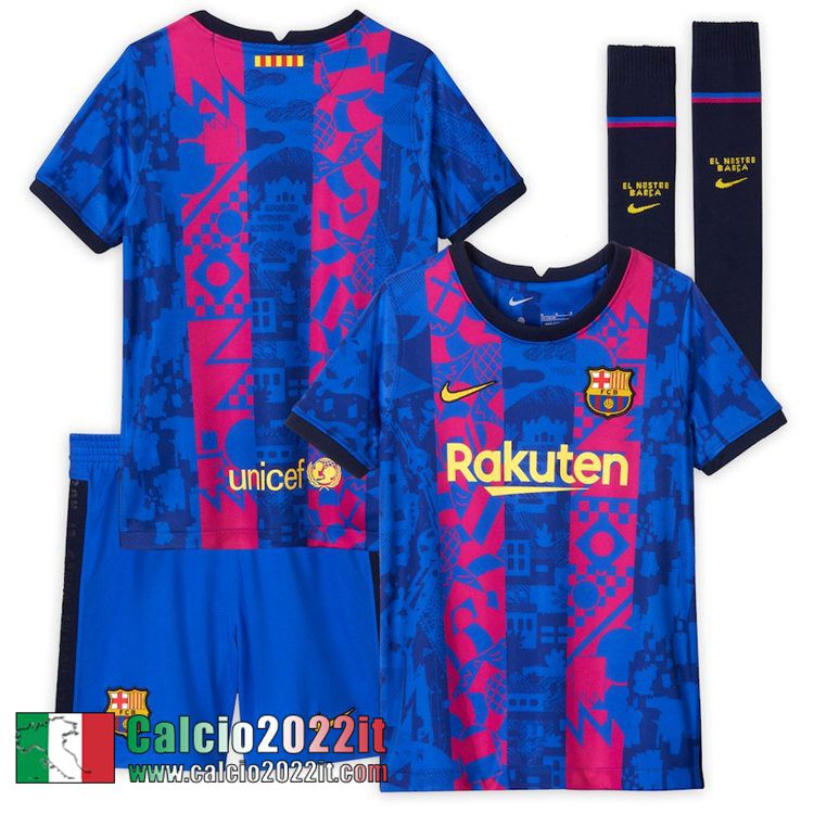 Terza Barcelona Maglia Calcio Bambino 2021 2022