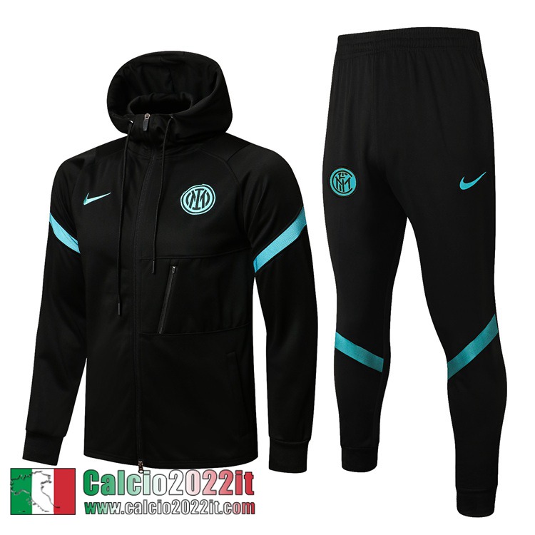 Inter Milan Cappuccio Hoodie Giacca Nero Uomo 2021 2022 JK183