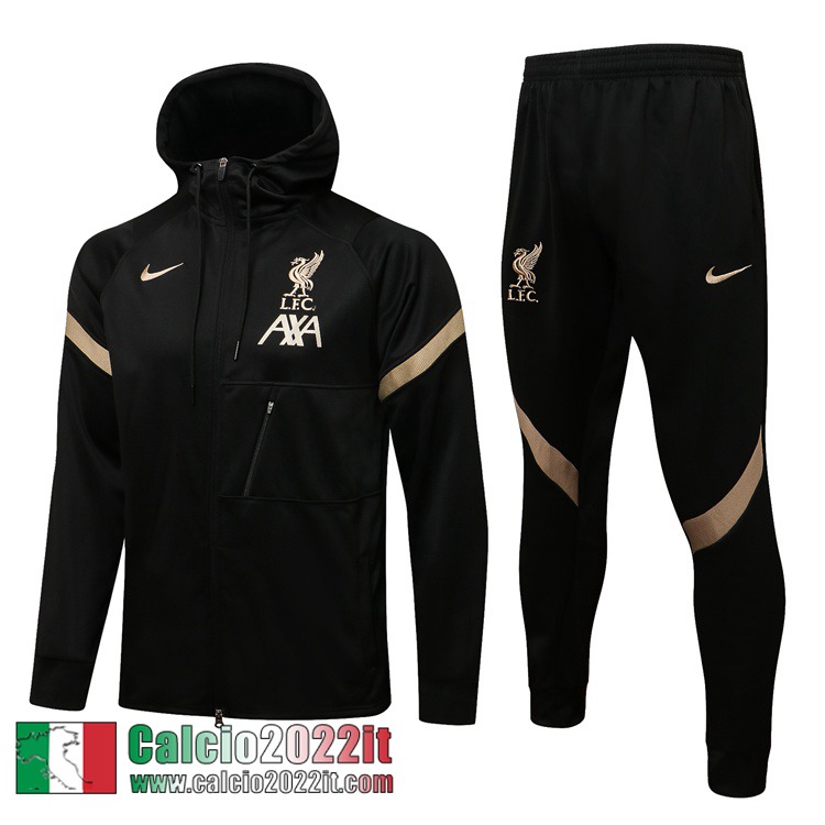 Liverpool Cappuccio Hoodie Giacca Nero Uomo 2021 2022 JK185