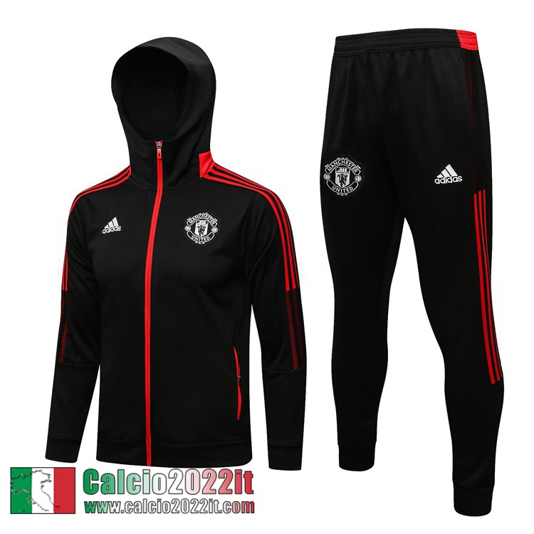 Manchester United Cappuccio Hoodie Giacca Nero Uomo 2021 2022 JK187