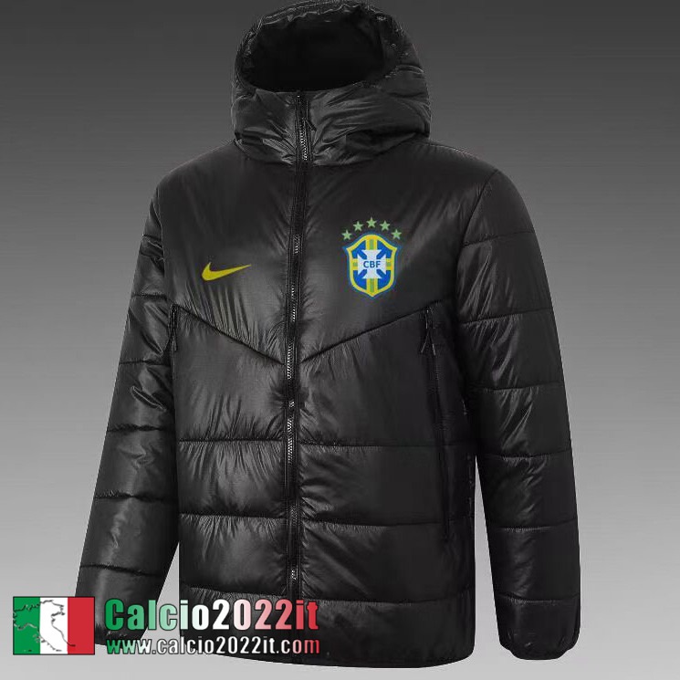 Bresil Piumino Calcio Cappuccio Nero 2021 2022 Uomo DD09