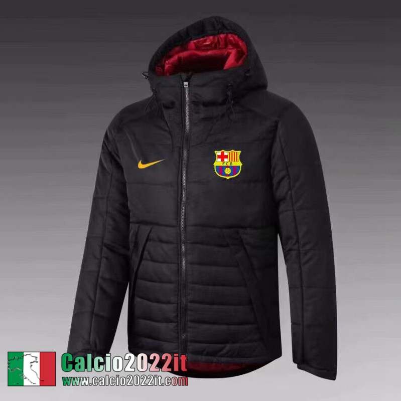 Barcelone Piumino Calcio Cappuccio Nero 2021 2022 Uomo DD11