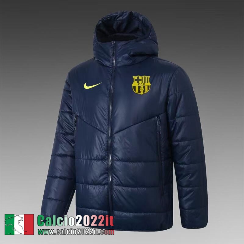 Barcelone Piumino Calcio Cappuccio blu 2021 2022 Uomo DD15