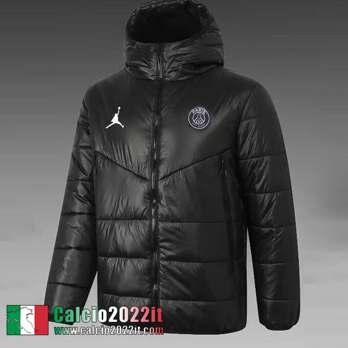 PSG Paris Piumino Calcio Cappuccio Nero 2021 2022 Uomo DD17