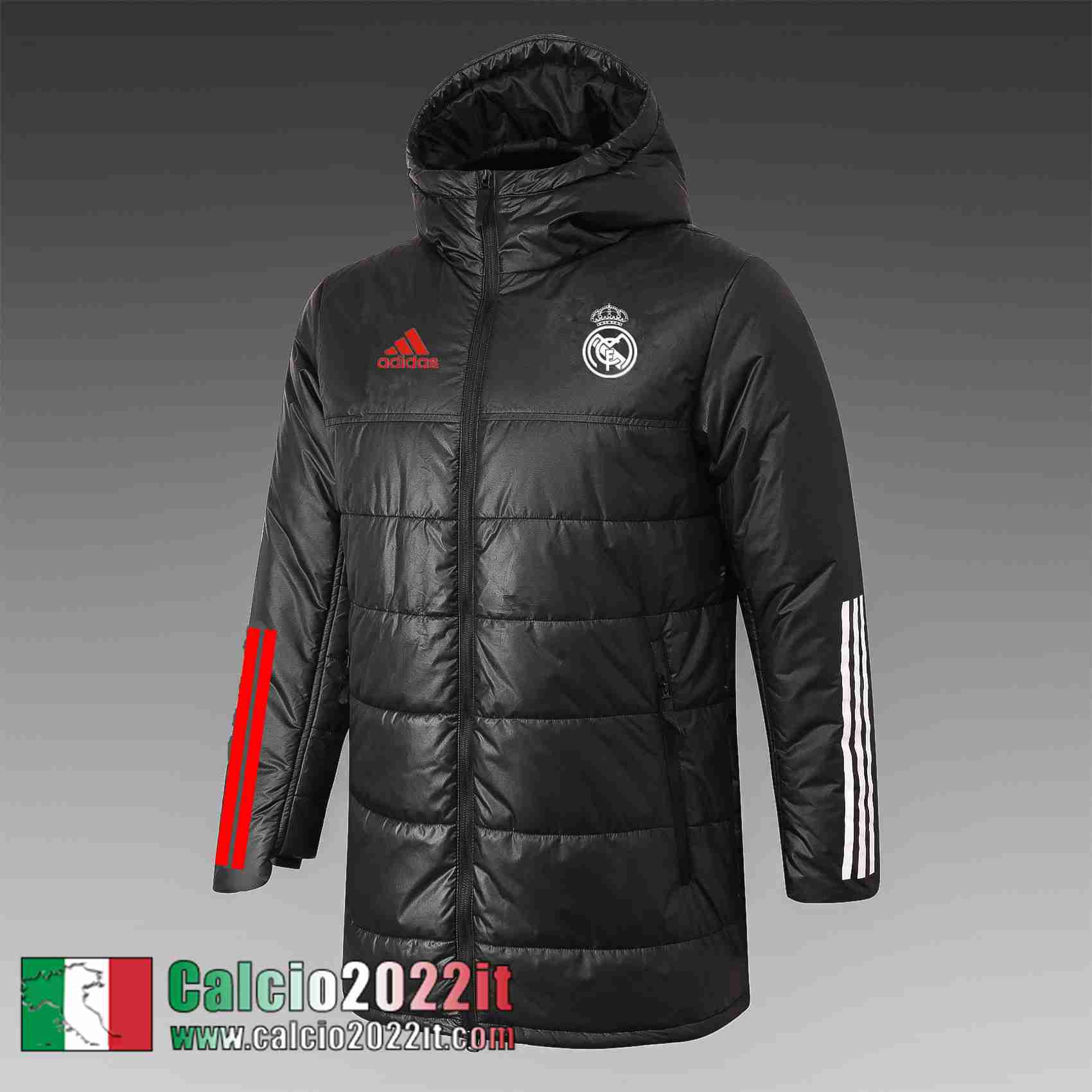 Real Madrid Piumino Calcio Cappuccio Nero 2021 2022 Uomo DD18