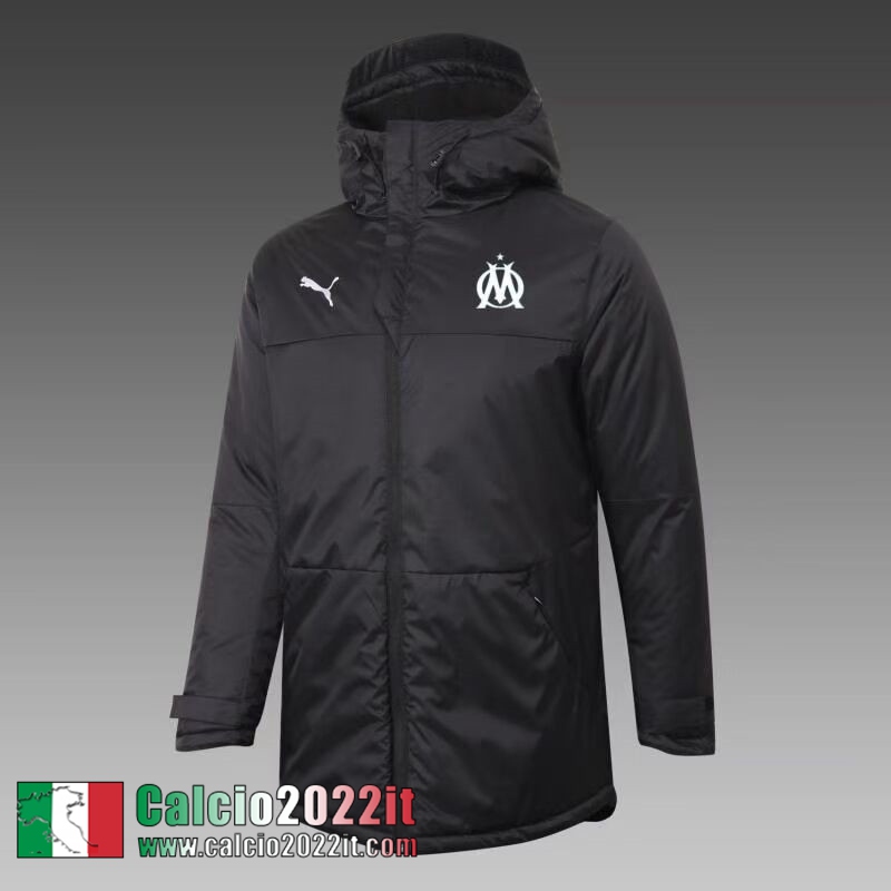 Olympique Marseille Piumino Calcio Cappuccio Nero 2021 2022 Uomo DD19