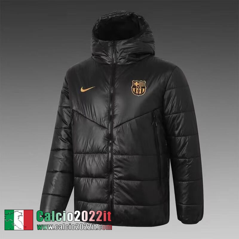 Barcelone Piumino Calcio Cappuccio Nero 2021 2022 Uomo DD22