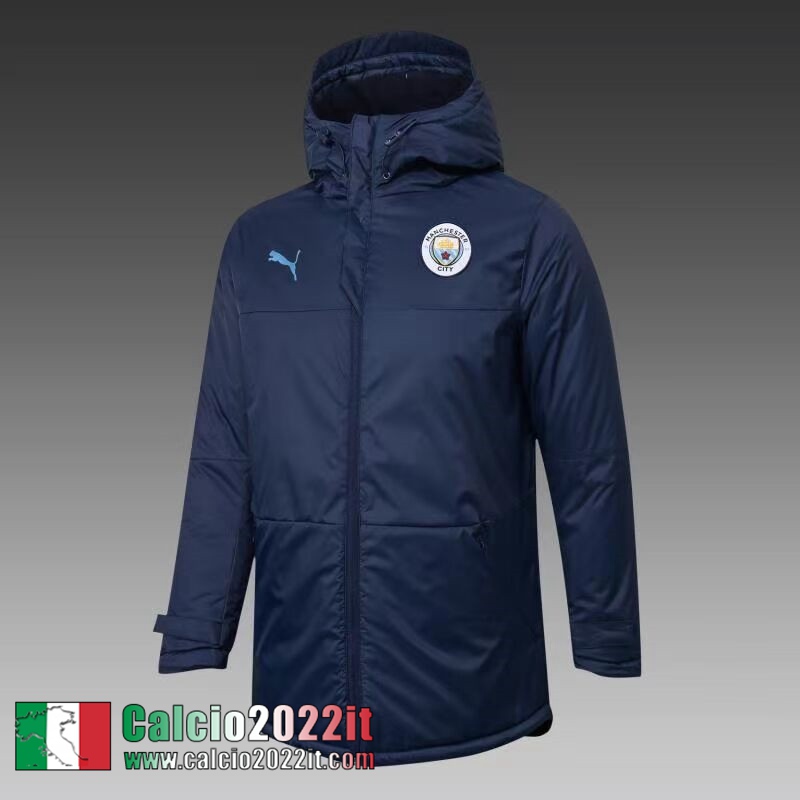 Manchester City Piumino Calcio Cappuccio blu 2021 2022 Uomo DD25