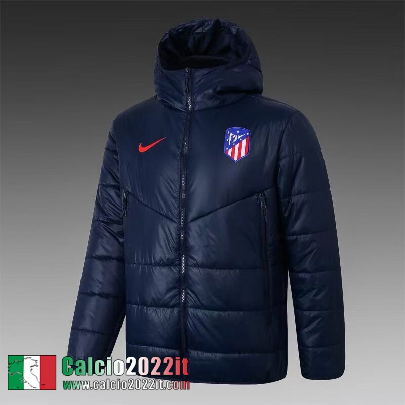 Atletico Madrid Piumino Calcio Cappuccio blu 2021 2022 Uomo DD27