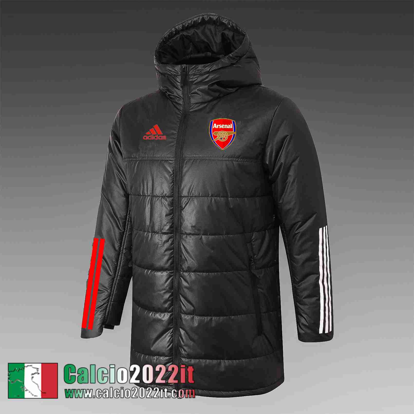 Arsenal Piumino Calcio Cappuccio Nero 2021 2022 Uomo DD28