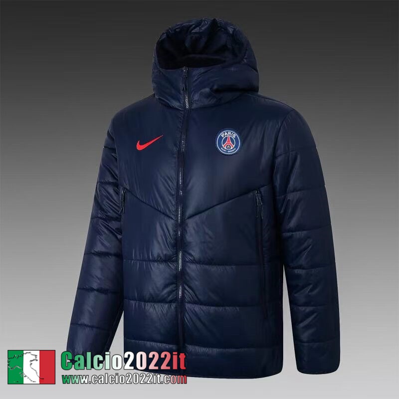 PSG Paris Piumino Calcio Cappuccio blu 2021 2022 Uomo DD37