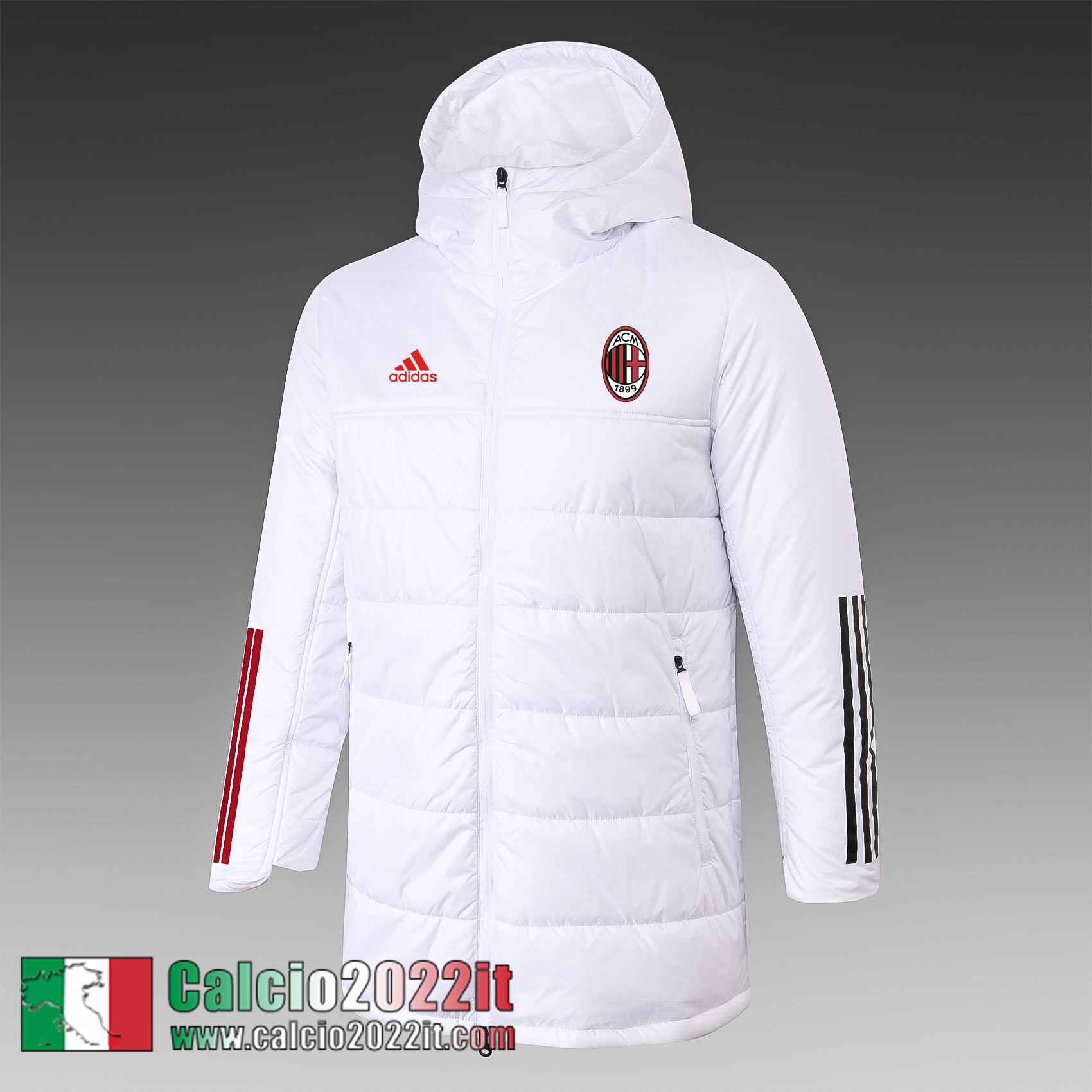 AC Milan Piumino Calcio Cappuccio bianca 2021 2022 Uomo DD56