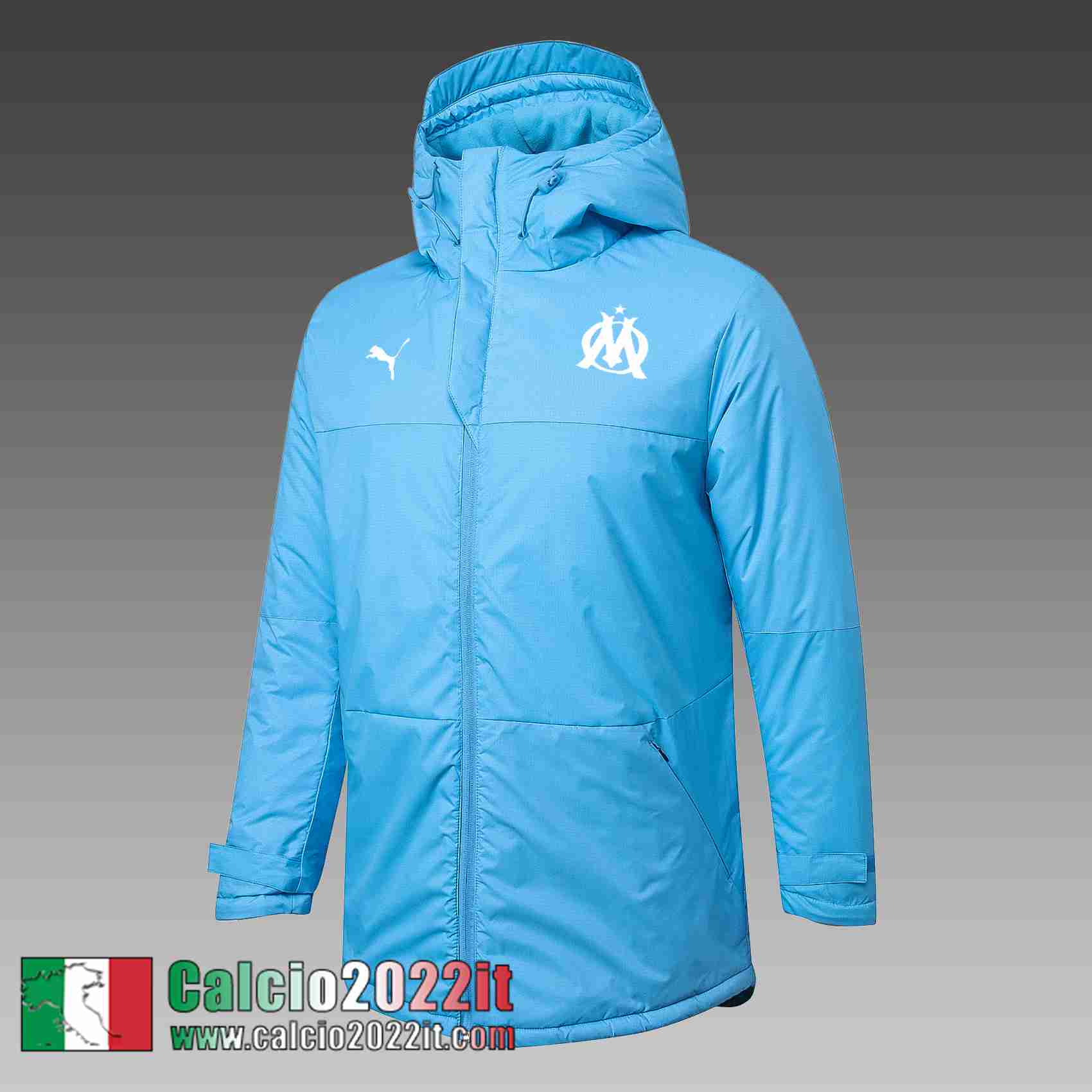 Olympique Marseille Piumino Calcio Cappuccio blu 2021 2022 Uomo DD59