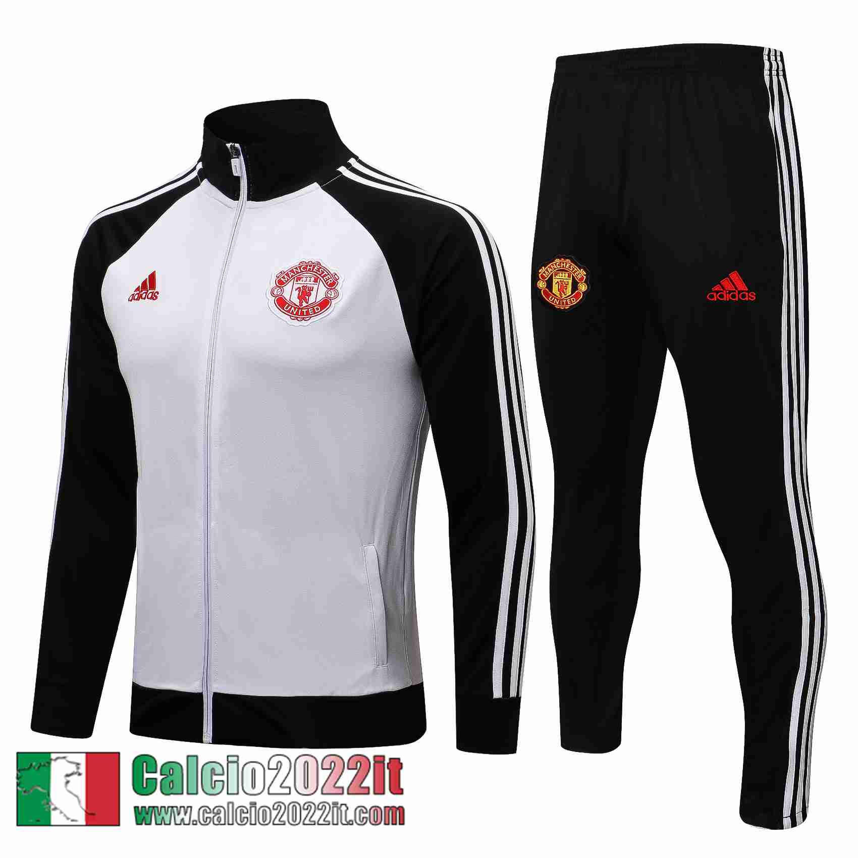 Manchester United Full-Zip Giacca bianco nero 2021 2022 Uomo JK200