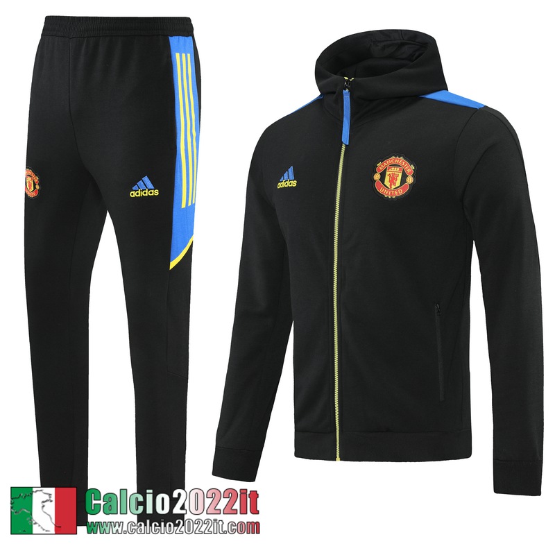 Manchester United Cappuccio Hoodie Giacca Nero 2021 2022 Uomo JK235