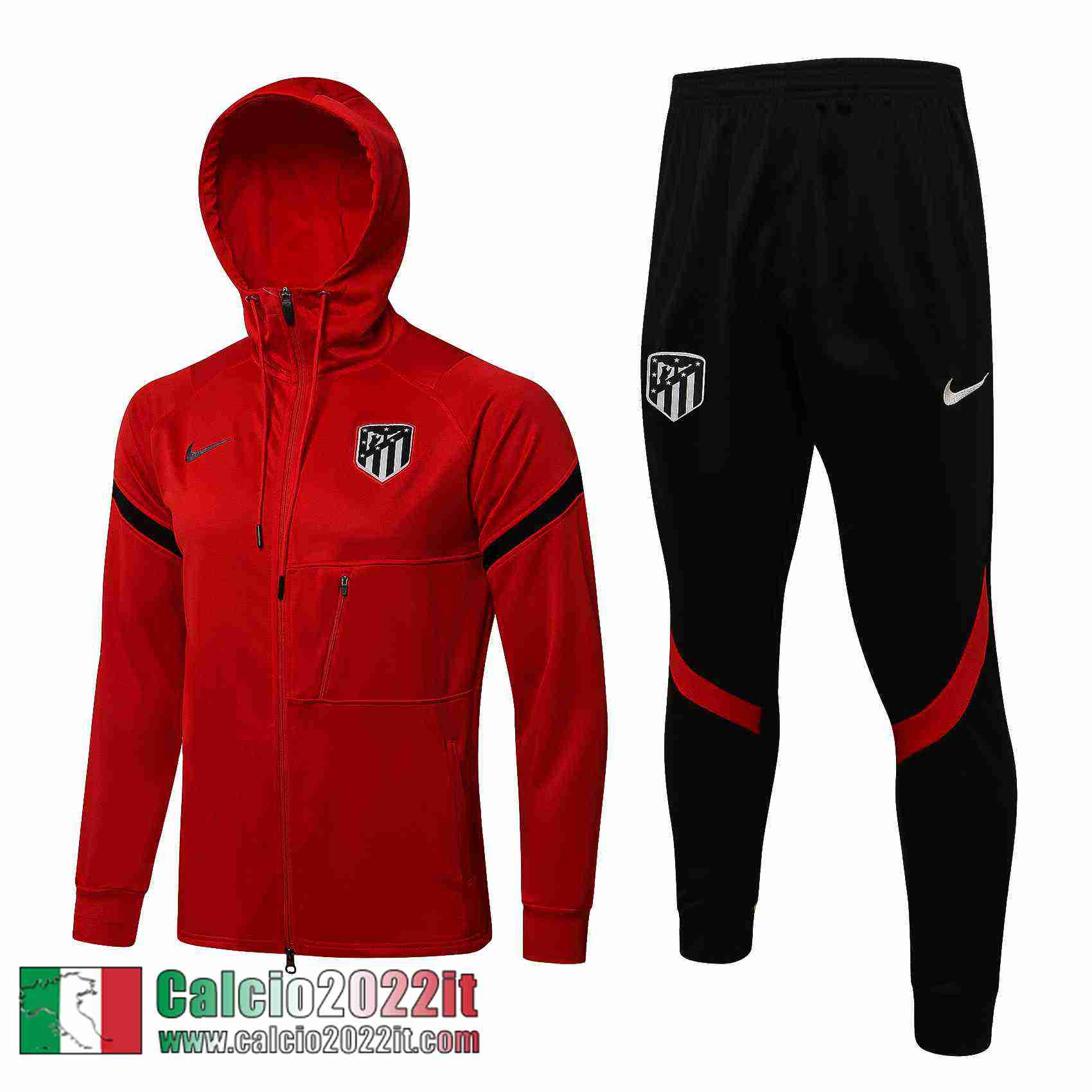 Atletico Madrid Cappuccio Hoodie Giacca rosso Uomo 2021 2022 JK251