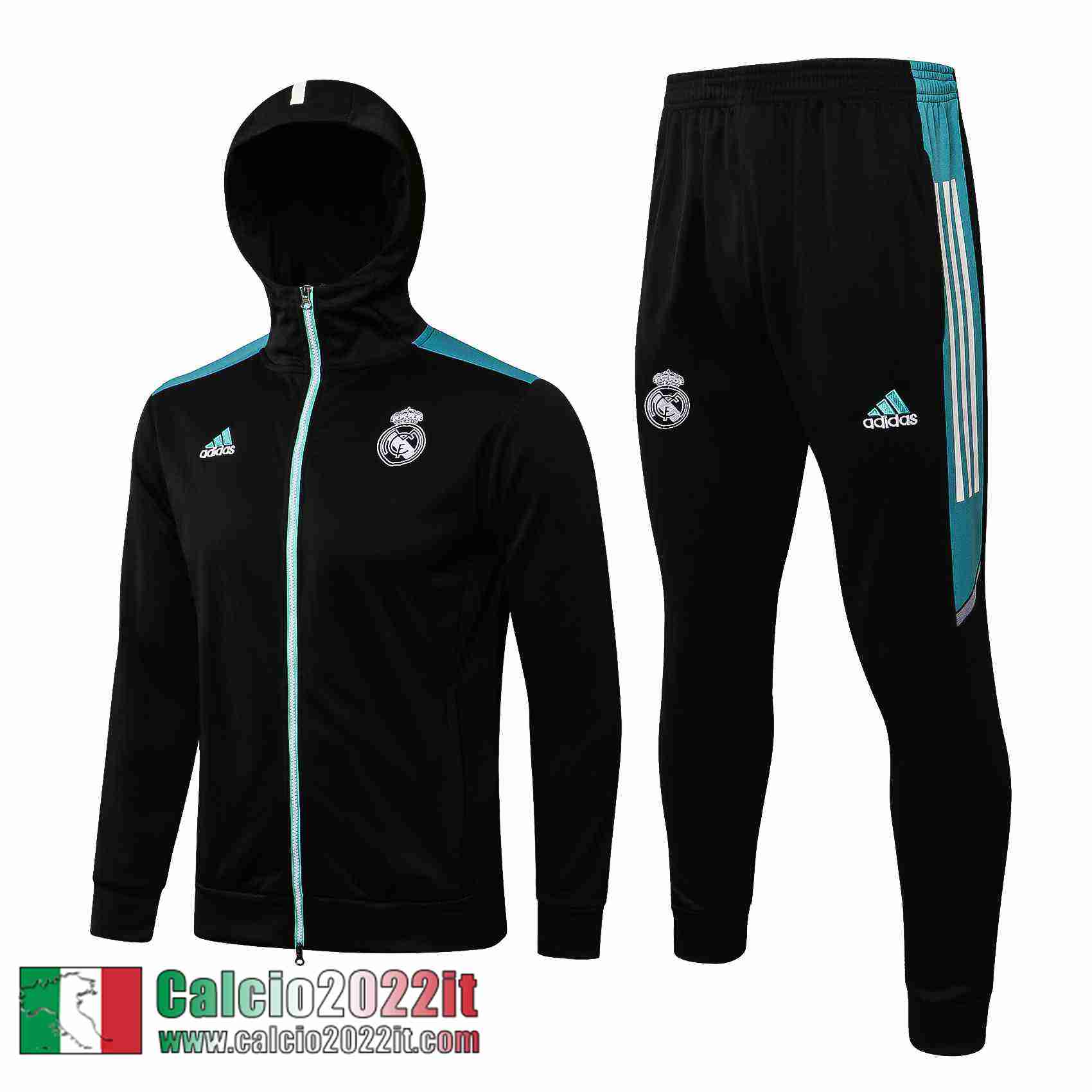 Real Madrid Cappuccio Hoodie Giacca noir Uomo 2021 2022 JK255