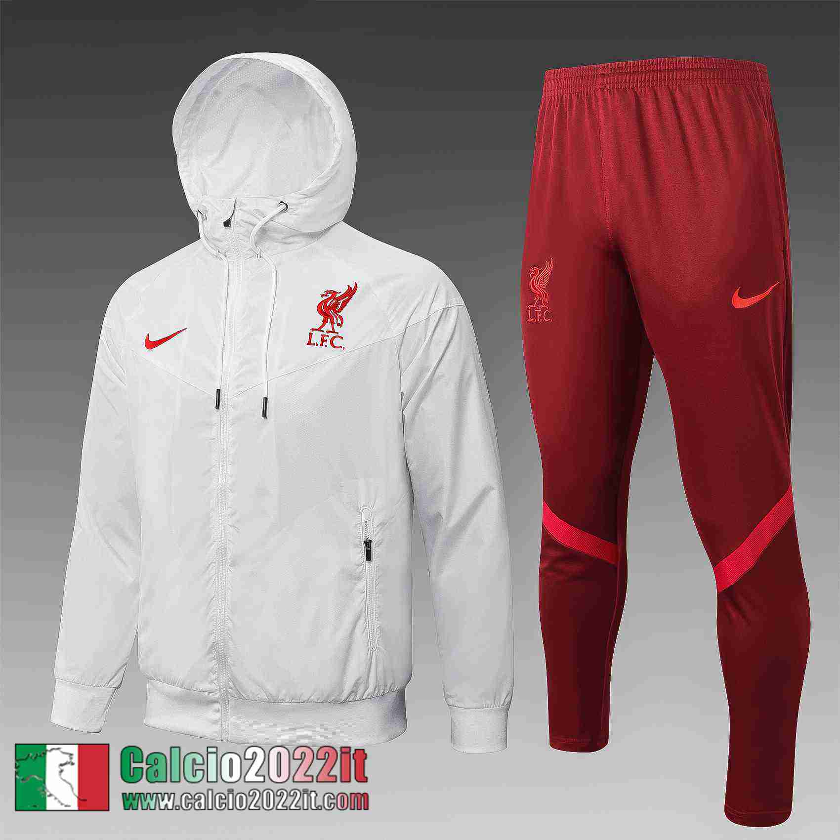 Liverpool Giacca a vento Cappuccio bianco Uomo 2021 2022 WK38