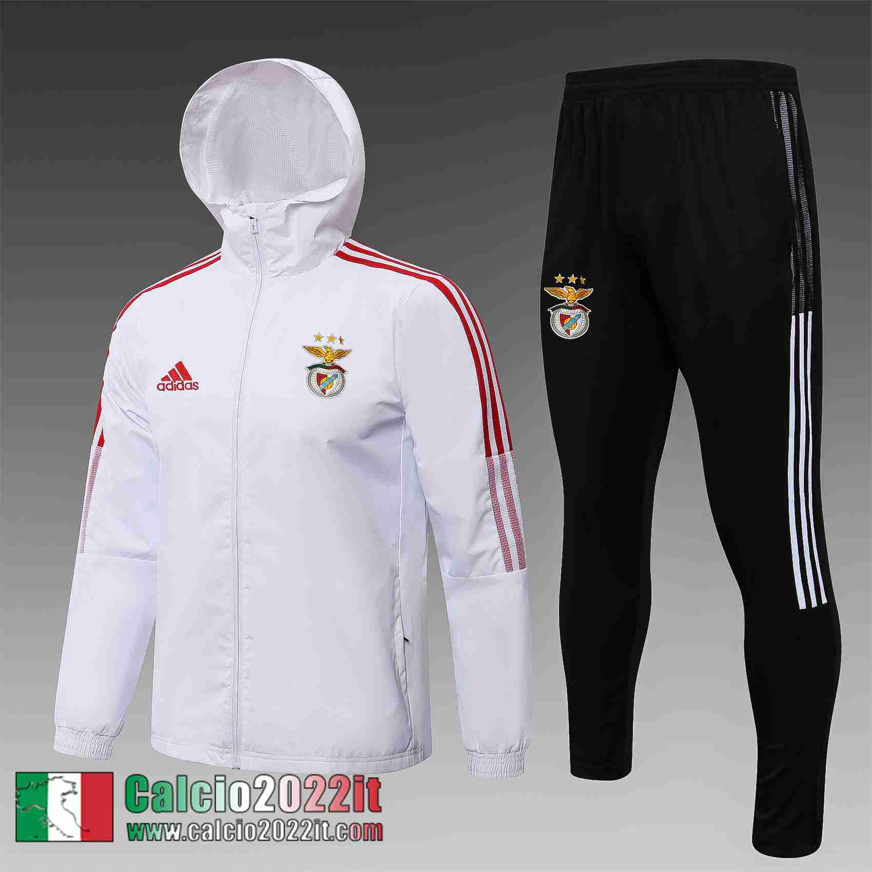 Benfica Giacca a vento Cappuccio bianco Uomo 2021 2022 WK44