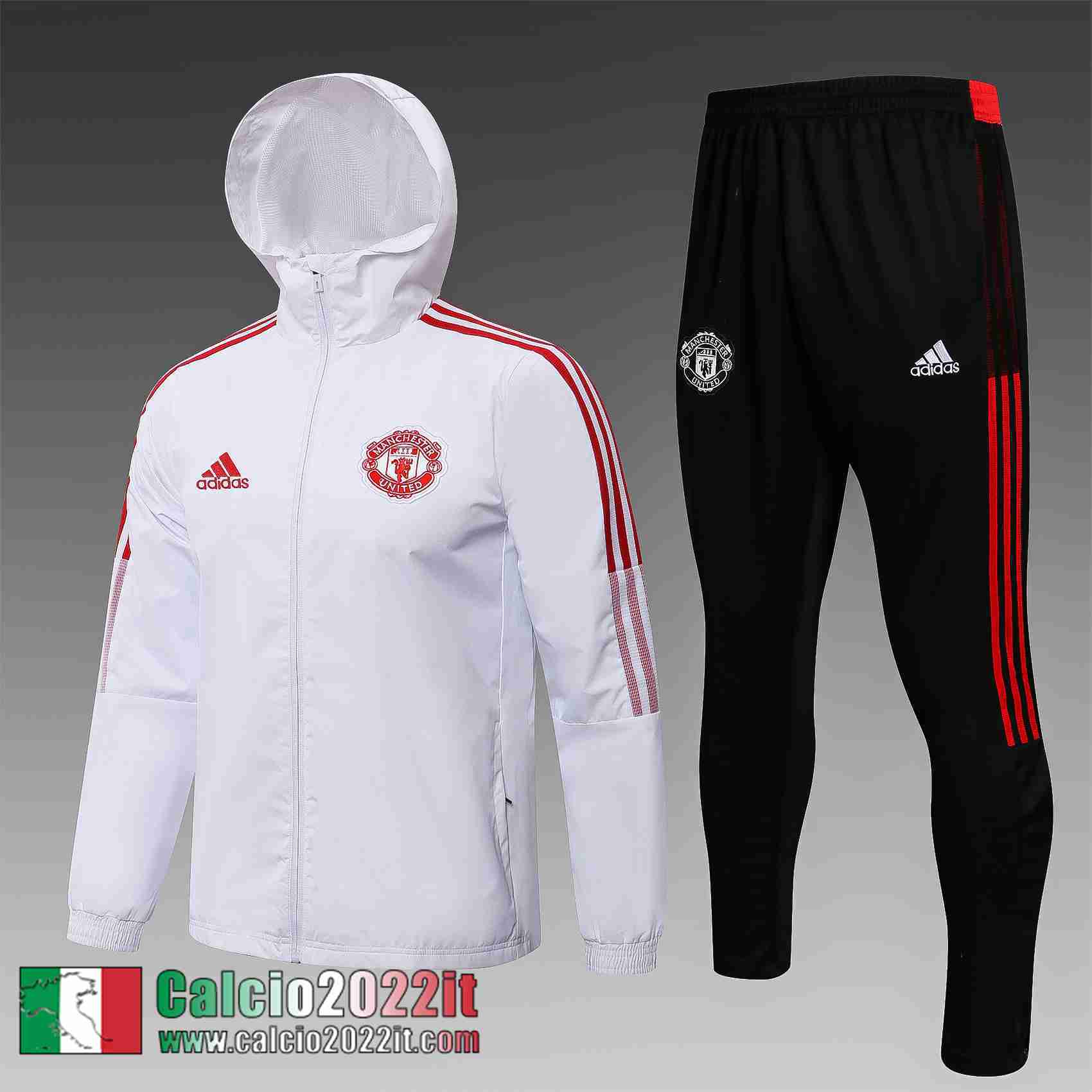 Manchester United Giacca a vento Cappuccio bianco Uomo 2021 2022 WK45