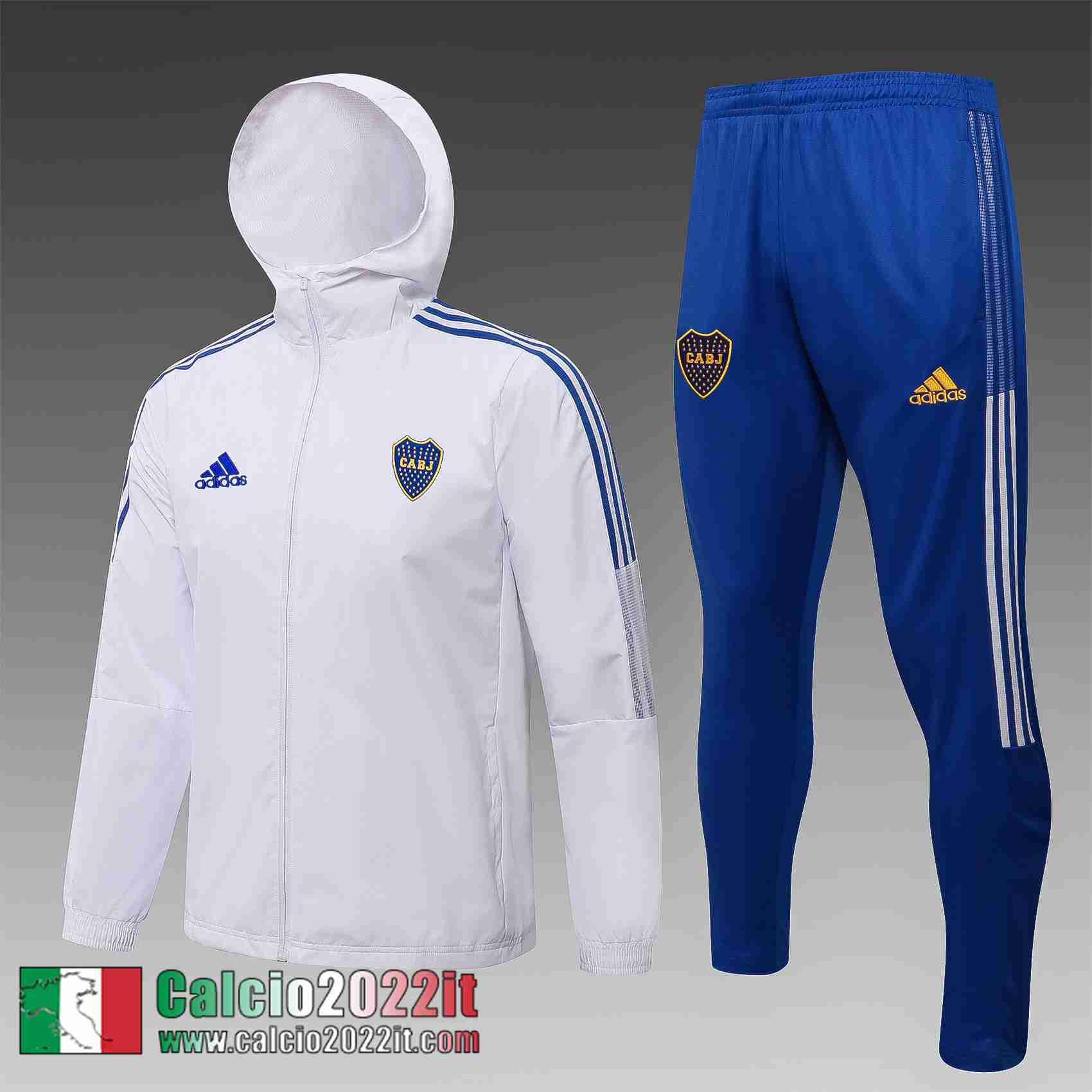 Boca Juniors Giacca a vento Cappuccio bianco Uomo 2021 2022 WK47