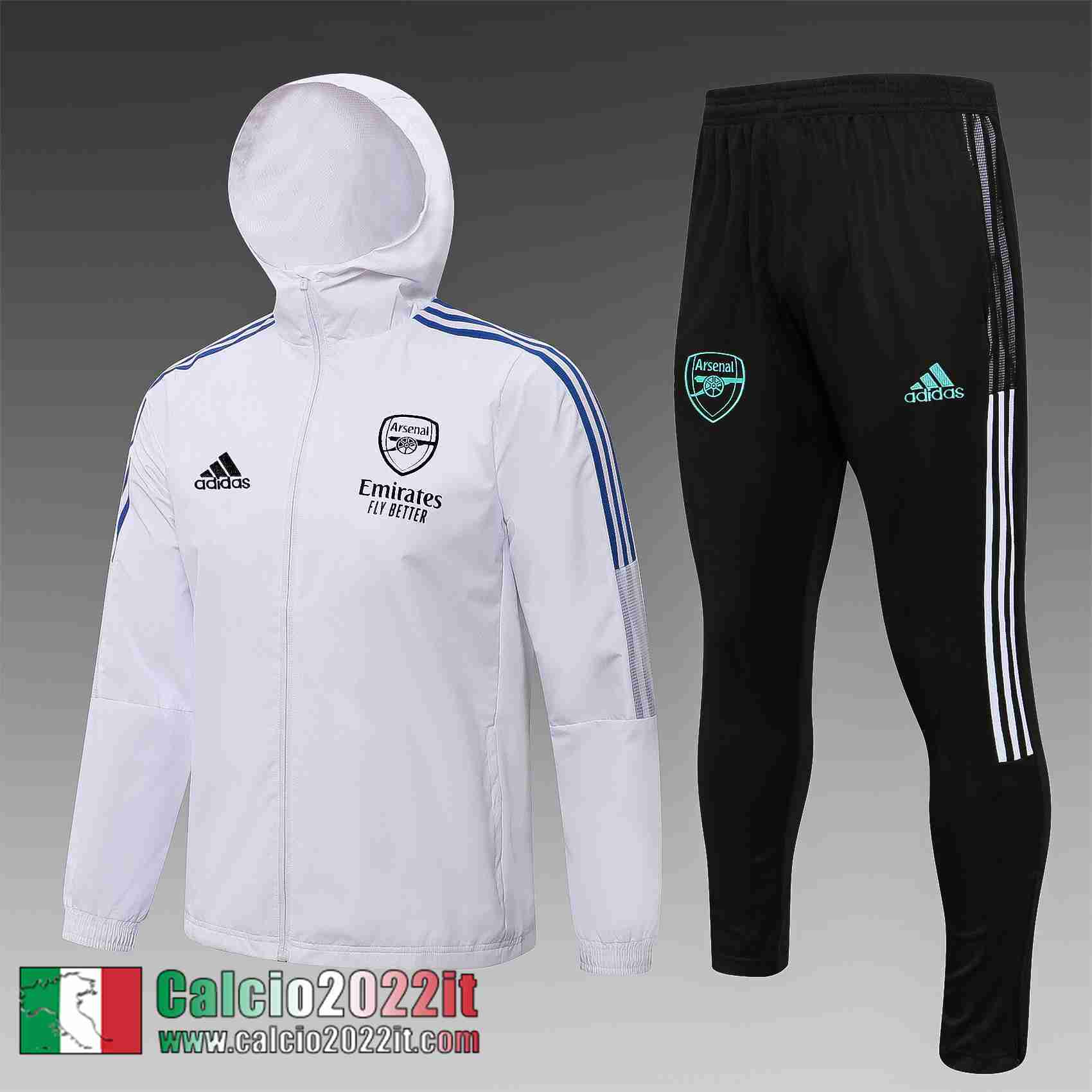 Arsenal Giacca a vento Cappuccio bianco Uomo 2021 2022 WK48