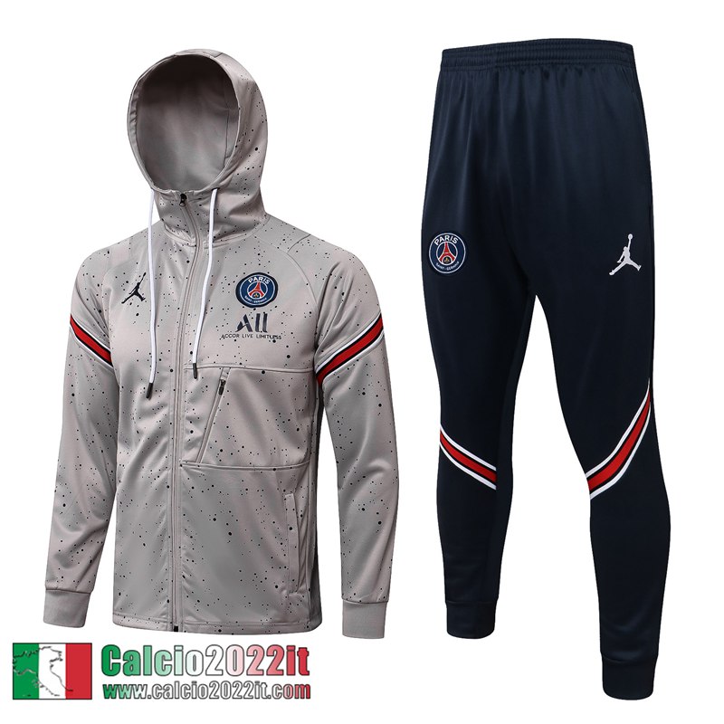 PSG Jordan Cappuccio Hoodie Giacca Grigio Uomo 2021 2022 JK290