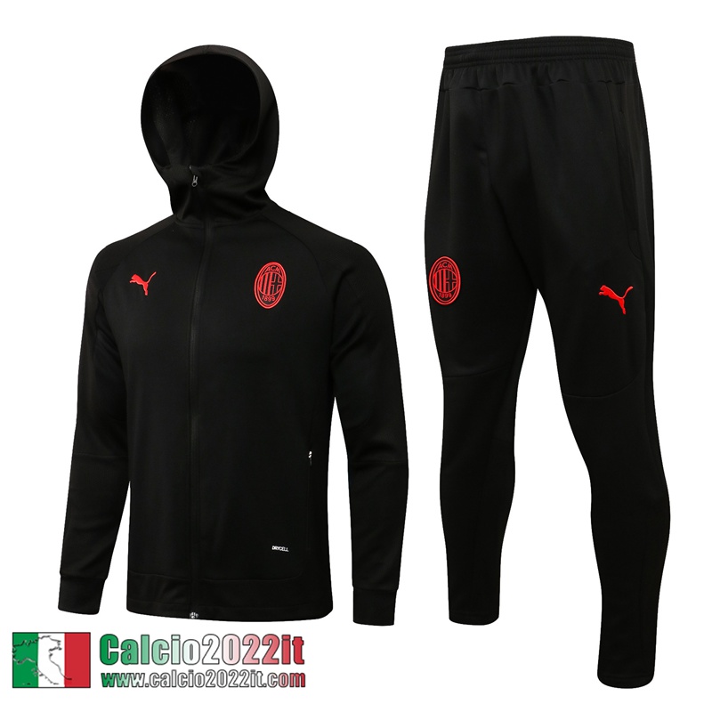 AC Milan Cappuccio Hoodie Giacca Nero Uomo 2021 2022 JK291