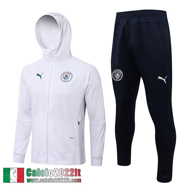 Manchester City Cappuccio Hoodie Giacca bianco Uomo 2021 2022 JK295