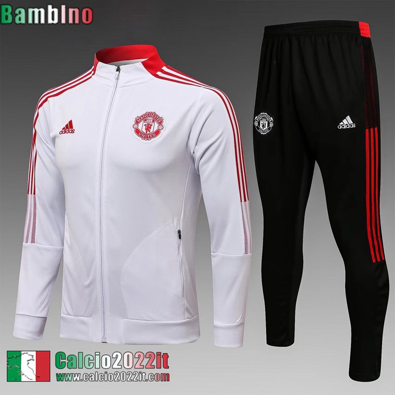 Manchester United Full-Zip Giacca bianco Bambini 2021 2022 TK160