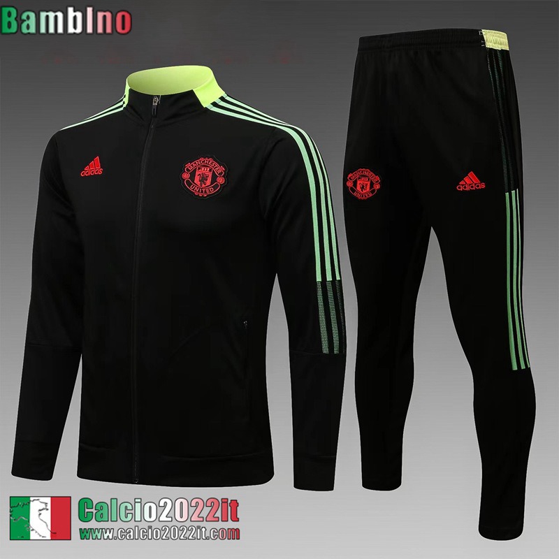 Manchester United Full-Zip Giacca Nero Bambini 2021 2022 TK169