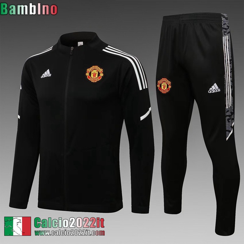 Manchester United Full-Zip Giacca Nero Bambini 2021 2022 TK173