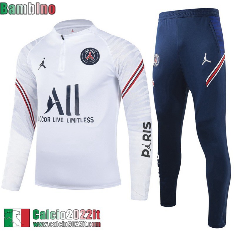 PSG Jordan Tute Calcio bianco Bambini 2021 2022 TK201