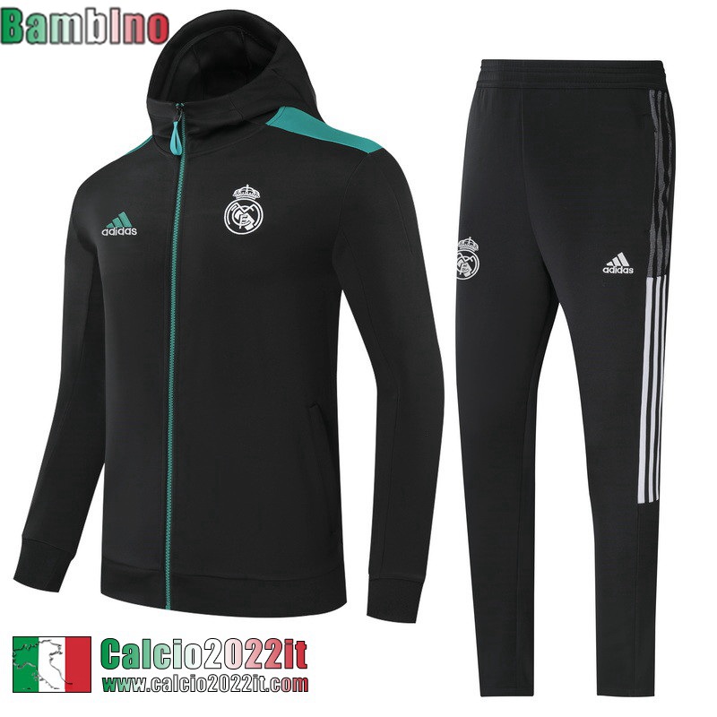 Real Madrid Full-Zip Giacca Nero Bambini 2021 2022 TK219