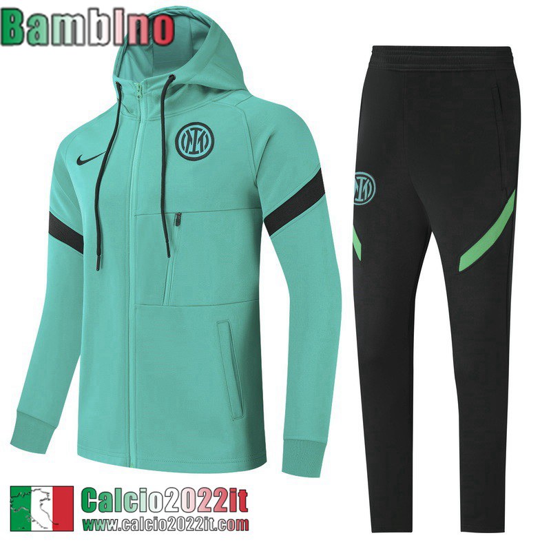 Inter Milan Full Zip Hoodie - Giacca verde Bambini 21 22 TK233