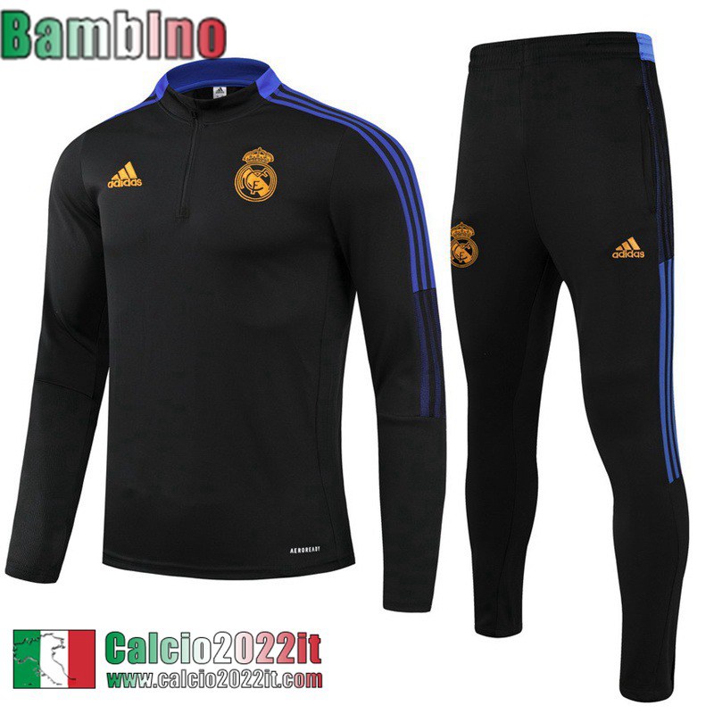 Real Madrid Tute Calcio Nero Bambini 21 22 TK234