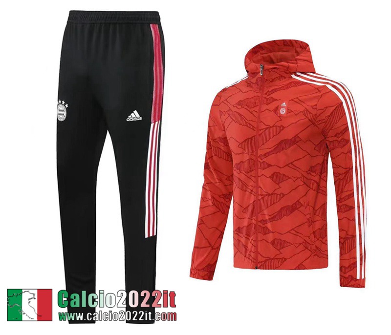 Bayern Monaco Giacca a vento Cappuccio rosso Uomo 21 22 WK58