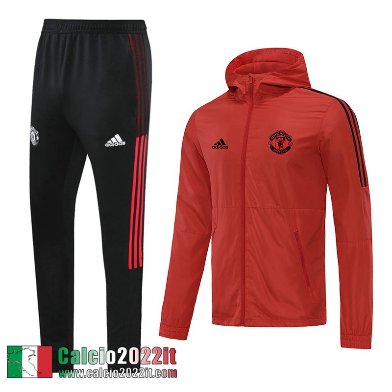 Manchester United Giacca a vento Cappuccio rosso Uomo 21 22 WK64