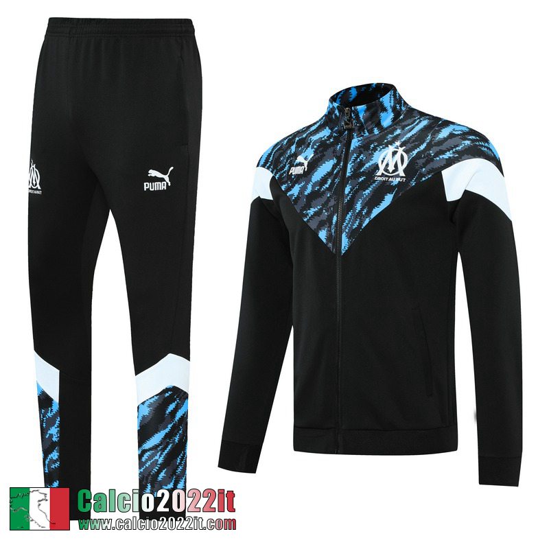 Olympique Marsiglia Full-Zip Giacca Azzurra Nera Jk16 2021 2022