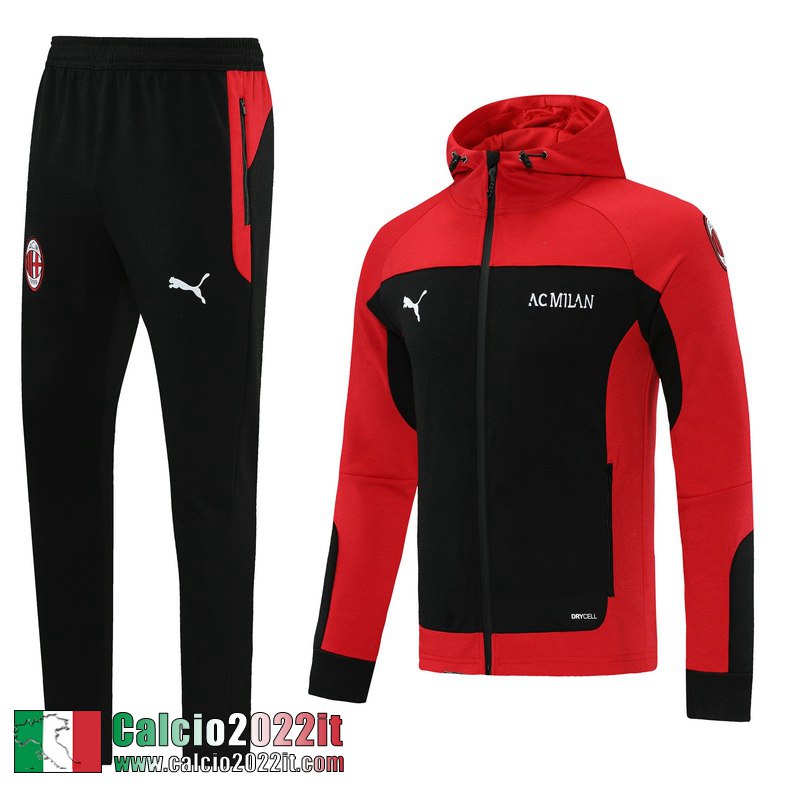 AC Milan Cappuccio Hoodie Full-Zip Giacca Rossa Jk36 2021 2022