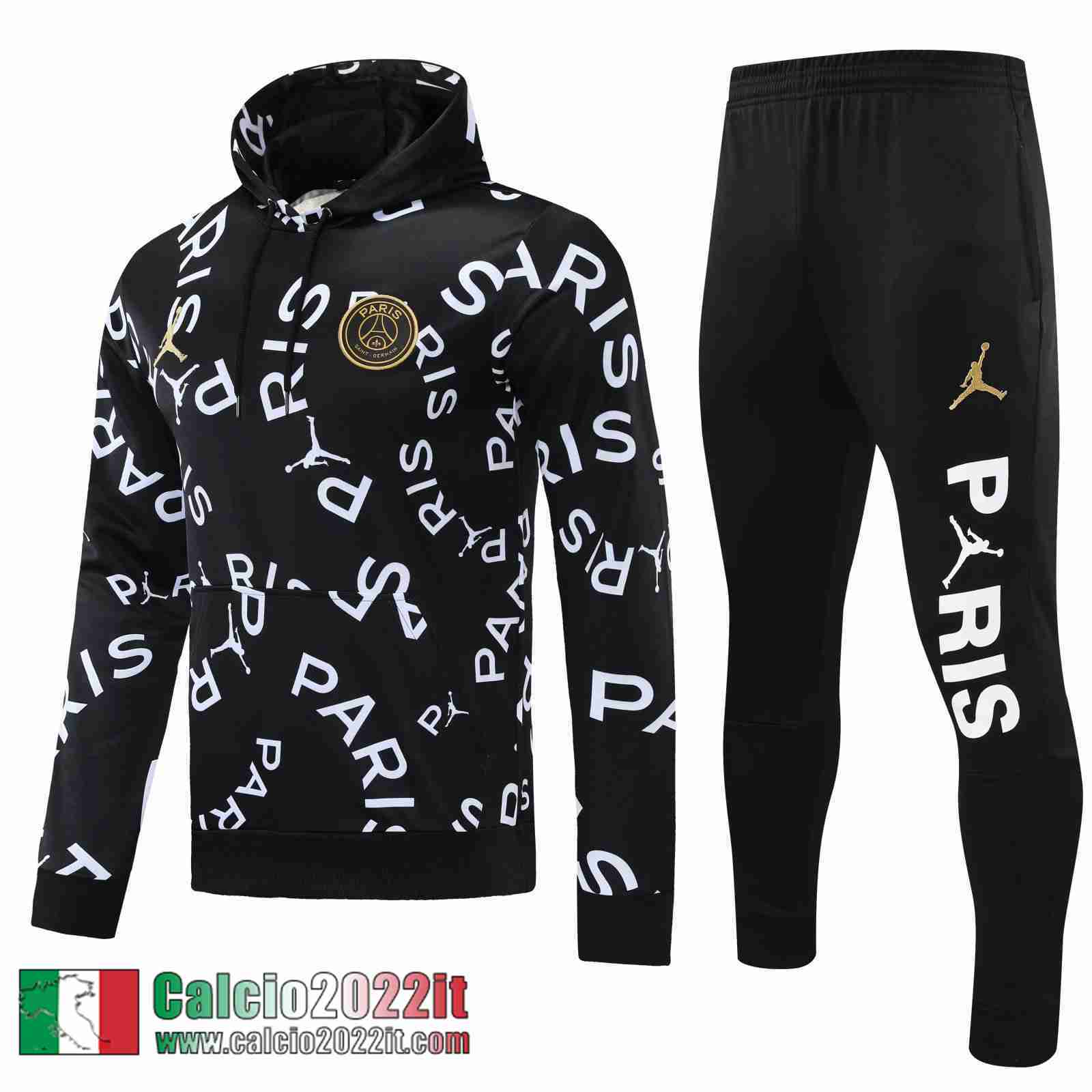 Paris Saint Germain PSG Felpa Cappuccio Air Jordan Nera Sw02 2021 2022