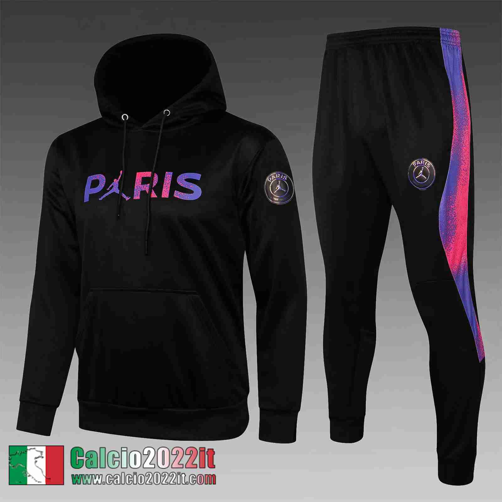 Paris Saint Germain PSG Felpa Cappuccio Air Jordan Nera Sw05 2021 2022